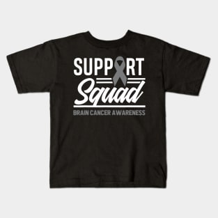 Support Squad Brain Cancer Awareness Kids T-Shirt